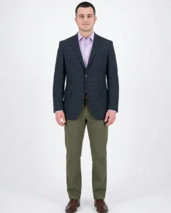 Zanetti Classic Fit Navy Blue Plaid Two Button Wool Blazer Sportcoat