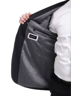 Zanetti Classic Fit Solid Black Two Button Wool Suit