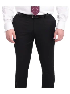 Zanetti Classic Fit Solid Black Two Button Wool Suit
