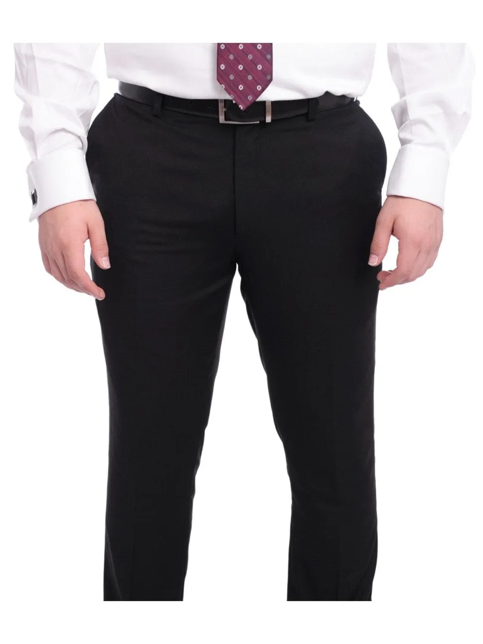 Zanetti Classic Fit Solid Black Two Button Wool Suit