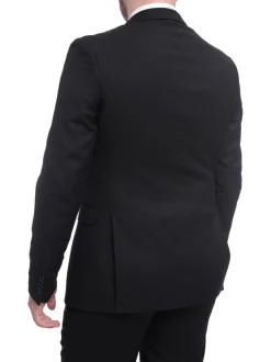 Zanetti Classic Fit Solid Black Two Button Wool Suit