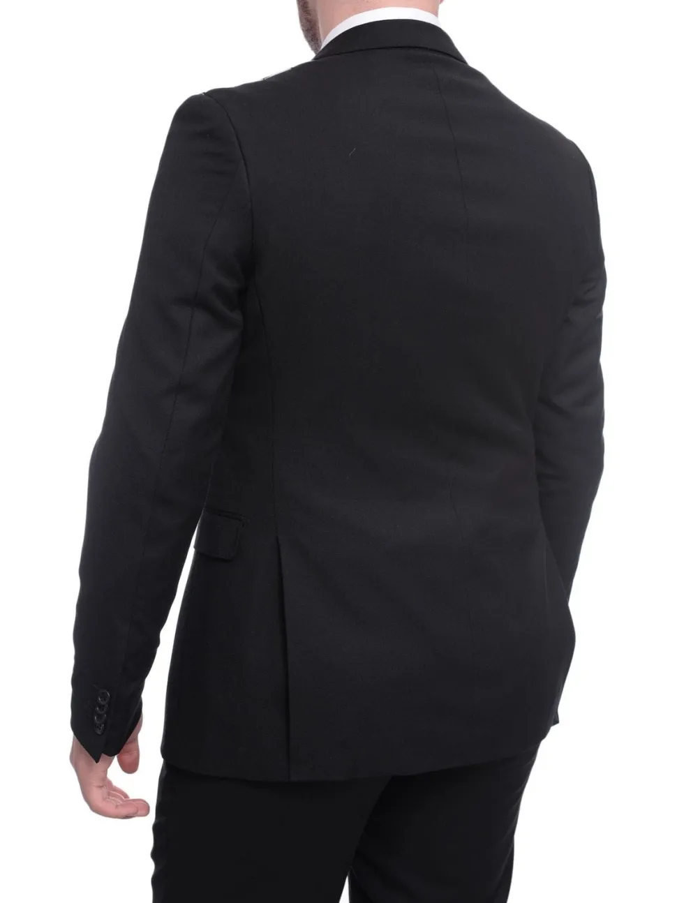 Zanetti Classic Fit Solid Black Two Button Wool Suit