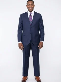 Zanetti Classic Fit Solid Navy Blue Two Button Wool Suit