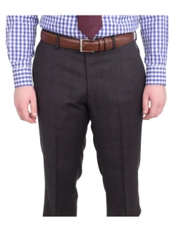 Zanetti Extra Slim Fit Charcoal Gray Plaid Two Button Wool Suit