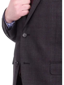 Zanetti Extra Slim Fit Charcoal Gray Plaid Two Button Wool Suit
