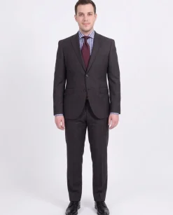 Zanetti Extra Slim Fit Charcoal Gray Plaid Two Button Wool Suit