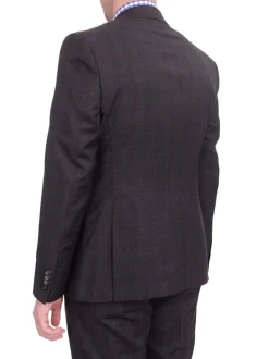 Zanetti Extra Slim Fit Charcoal Gray Plaid Two Button Wool Suit