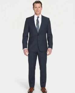 Zanetti Mens Classic Fit Solid Navy Blue Two Button Wool Suit