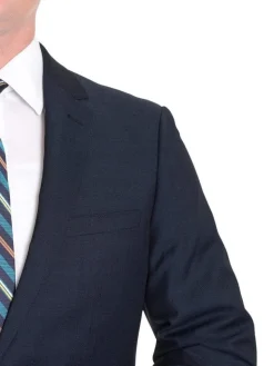 Zanetti Mens Classic Fit Solid Navy Blue Two Button Wool Suit