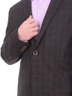 Zanetti Modern Fit Brown Plaid Wool Blazer Sportcoat With Patch Pockets