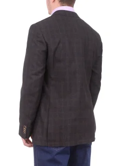 Zanetti Modern Fit Brown Plaid Wool Blazer Sportcoat With Patch Pockets