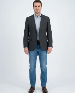 Zanetti Modern Fit Navy Blue Check Two Button Wool Blazer Sportcoat
