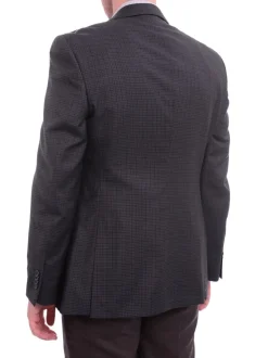 Zanetti Modern Fit Navy Blue Check Two Button Wool Blazer Sportcoat