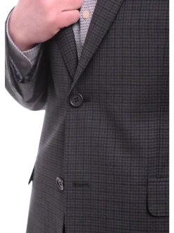 Zanetti Modern Fit Navy Blue Check Two Button Wool Blazer Sportcoat