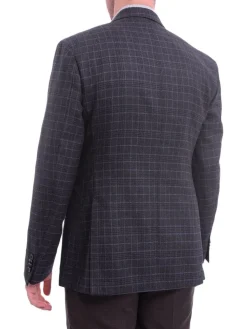Zanetti Modern Fit Navy Blue Glen Plaid Blazer Sportcoat With Patch Pockets