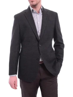 Zanetti Modern Fit Navy Blue Textured Wool Blazer Sportcoat With Patch Pockets