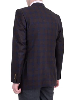 Zanetti Regular Fit Brown Plaid Two Button Wool Blazer Sport Coat
