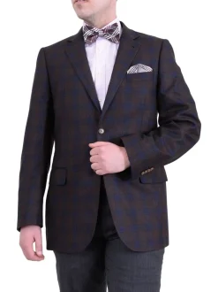 Zanetti Regular Fit Brown Plaid Two Button Wool Blazer Sport Coat