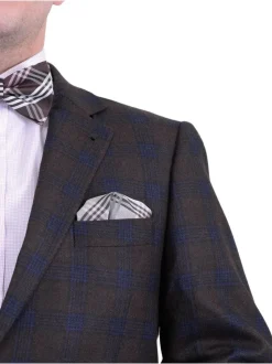 Zanetti Regular Fit Brown Plaid Two Button Wool Blazer Sport Coat