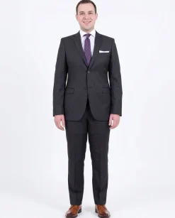 Zanetti Slim Fit Solid Gray Two Button Wool Suit