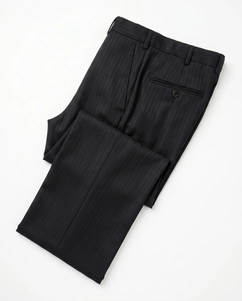 Z Zegna Mens Black Pinstripe Notch Lapels Classic Fit 2-Button Wool Suit - 40L