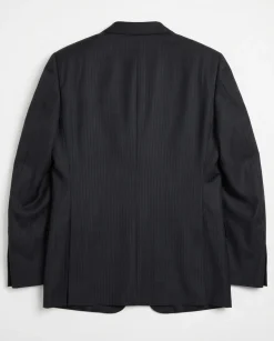 Z Zegna Mens Black Pinstripe Notch Lapels Classic Fit 2-Button Wool Suit - 40L