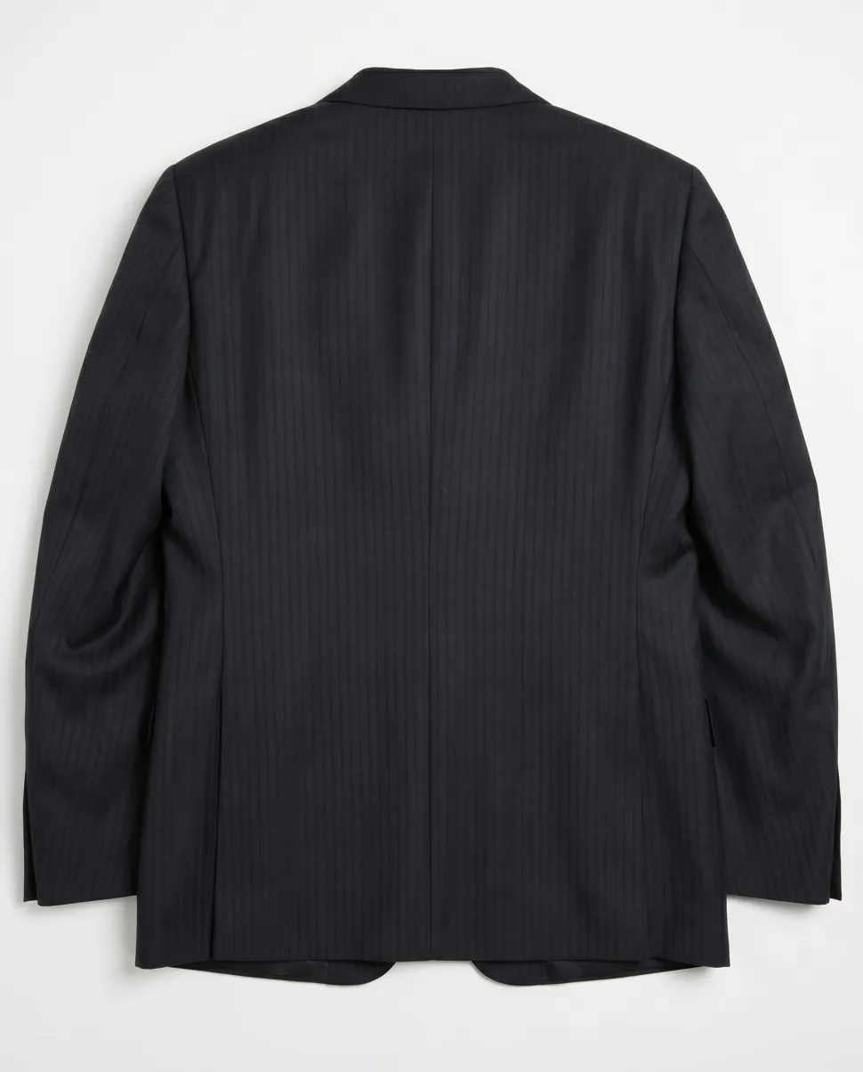 Z Zegna Mens Black Pinstripe Notch Lapels Classic Fit 2-Button Wool Suit - 40L